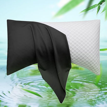 Cooling Side Sleeper Pillow Cases - Curved Rayon Derived from Bamboo Pillowcase Cover - Breathable Cool Silky Soft Pillowcase for Hot Sleepers Hair and Skin, King Size 1 Piece, 20 * 36 Inches Black