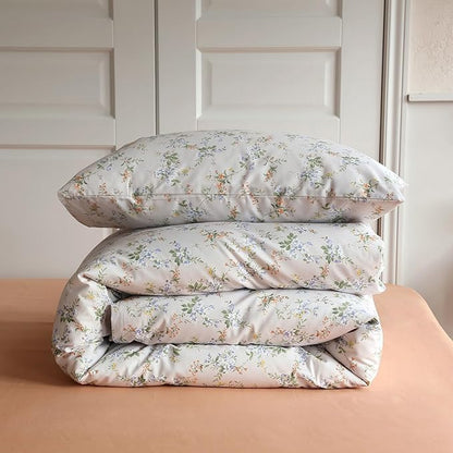 HighBuy 3 Piece Flowers Comforter Set Full Size French Style with Blue Floral Botanical All Season Bedding Comforter Cottagecore Cozy Comforter Set with 2 Pillowcases,Lightweight Soft