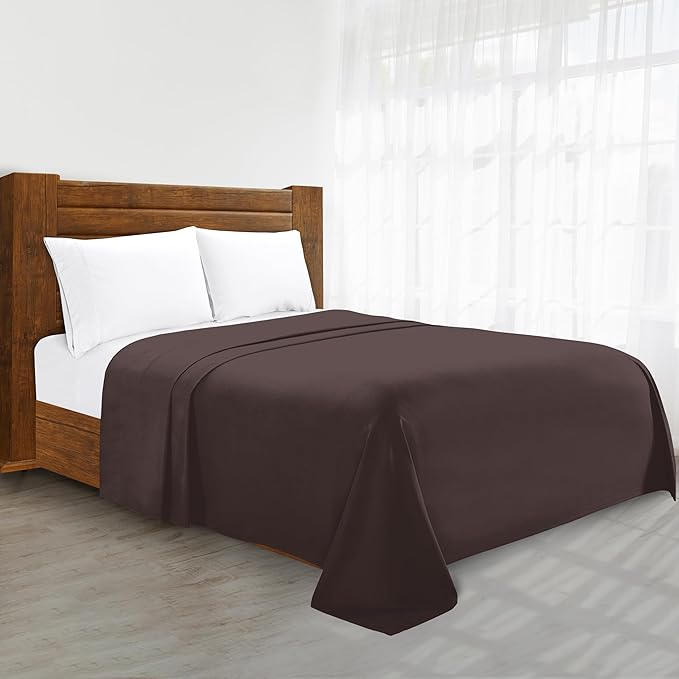 Luxury Flat Sheet on Amazon Elegant Comfort Wrinkle-Free 1500 Premier Hotel Quality 1-Piece Flat Sheet, Twin/Twin XL Size, Chocolate Brown