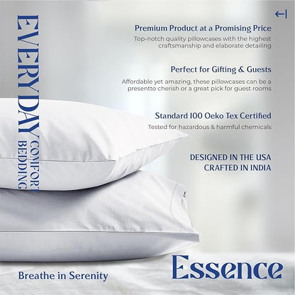 Mayfair Linen 100% Organic Cotton King Size Pillow Cases Set of 2 - Soft Hotel Quality Covers for King Size Pillows (Light Grey), Authentic GOTS Certified, Crisp, Cooling Percale Cotton Pillowcases