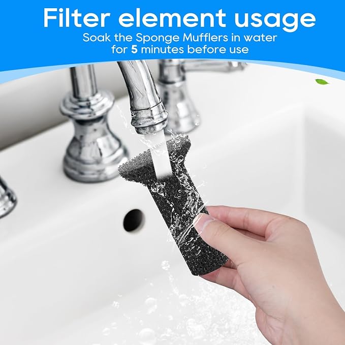 6+6 Pack Lite Fountain Replacement Foam Filters and Sponge Mufflers | 6 Sets Cat Water Fountain Filters Compatible with Lite 2.5L/84oz Cat Water Fountain Foam Pet Water Filters Replacment for Pet