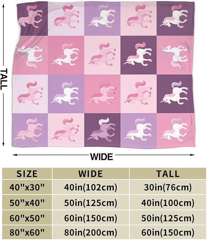 Unicorn Blanket Super Soft Warm Fluffy Fleece Flannel Fantasy Throw Blanket Cozy Fuzzy Plush Stuff Bedding Blankets Gifts for Women Kids Boys Girls Adults 50"X40"