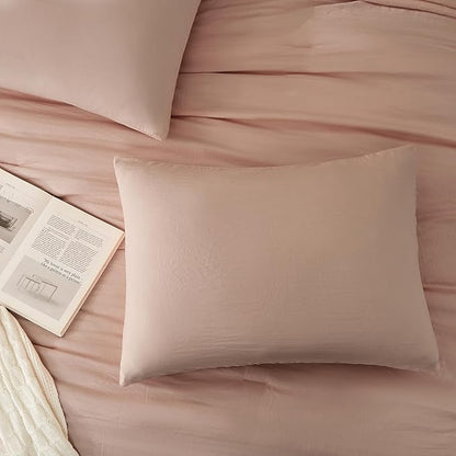 WRENSONGE Twin/Twin XL Comforter Set for Girls Teens, 1 Dusty Pink Comforter & 1 Pillow Sham, Soft Lightweight Kids Comforter Sets for All Seasons Dorm Bedding