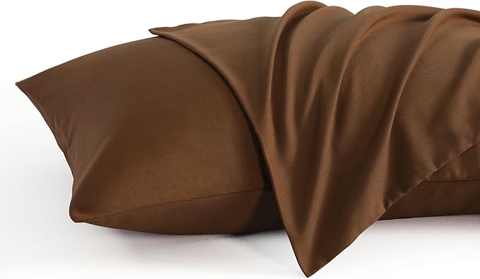NTBAY Standard Pillow Cases Set of 2, 2 Pack Brushed Microfiber 20x26 Pillow Cases, Soft, Wrinkle, Fade, Stain Resistant Brown Pillow Cases with Envelope Closure, 20x26 Inches, Brown