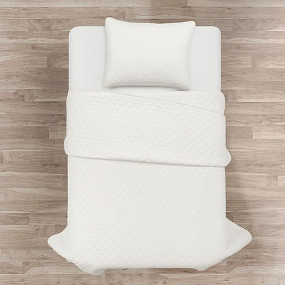 Lush Decor Ava Quilt Diamond Pattern Solid 2 Piece Oversized Bedding Blanket Bedspread Set - Twin-XL - White