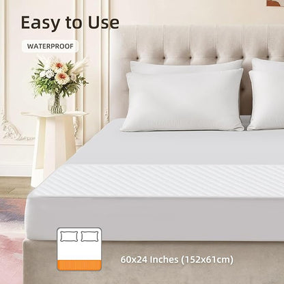 Bwarm Waterproof Heated Mattress Pad, ETL Certified Bed Warmer with 9 Heat Settings, 1-12 Hours Auto Off Deep Pocket, Machine Washable, White Foot King 78" W x 24" L