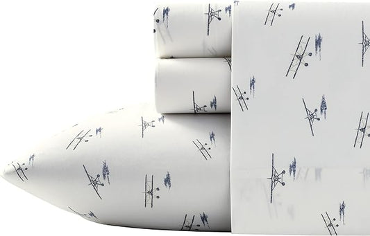 Eddie Bauer - Full Sheets, Cotton Percale Bedding Set, Crisp & Cool, Stylish Luxurious Bedding Set, Dorm Room Essentials (Sea Plane, Full)