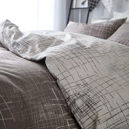 VM VOUGEMARKET King Duvet Cover Gray brown,Reversible Abstract Duvet Cover Set with Zipper,100% Cotton-Hotel Quality Modern Men/Women bedding Set-King,Artwork
