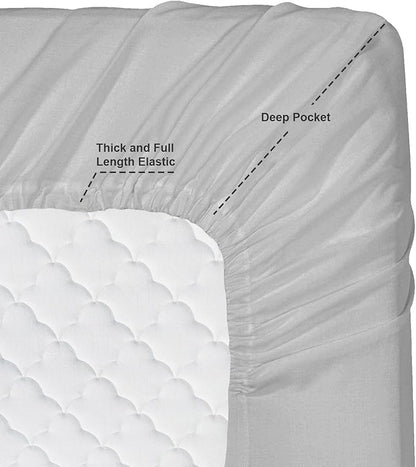 Clara Clark Bed Sheets, Premier 1800 Series 4 Piece Bed Sheet Set, Deep Pocket, Wrinkle, Fade, Stain Resistant, Luxury Soft Bedding Sheets & Pillowcases, Split King, Silver Gray