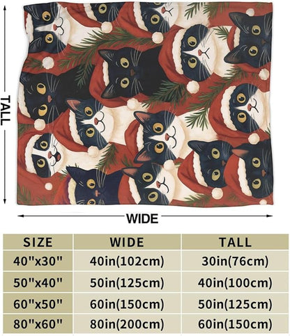 Christmas Cat Blanket Super Soft Warm Fluffy Fleece Flannel Animal Throw Blanket Cozy Fuzzy Plush Stuff Bedding Blankets Gifts for Women Kids Boys Girls Adults 50"X40"