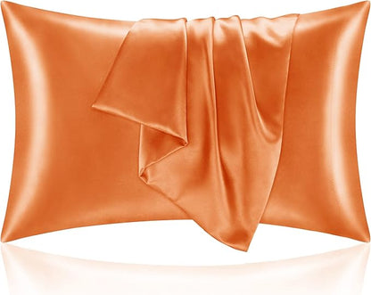 BEDELITE Satin Pillowcase for Hair and Skin, Super Soft and Cooling Similar to Silk Pillow Cases 2 Pack with Envelope Closure, Gift for Women Men(20"x40" King Size, Burnt Orange)