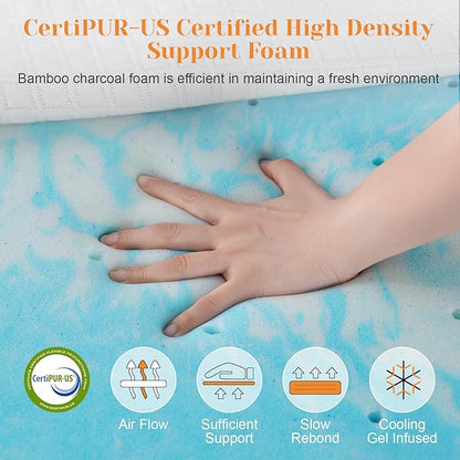 Extra Firm Mattress Topper Twin, 3 Inch High-Density Firm Mattress Pad for Back Pain Relief, Bed Topper with Removable Cover, No Smell, No Slip, CertiPUR-US Certified, 75" x 38"