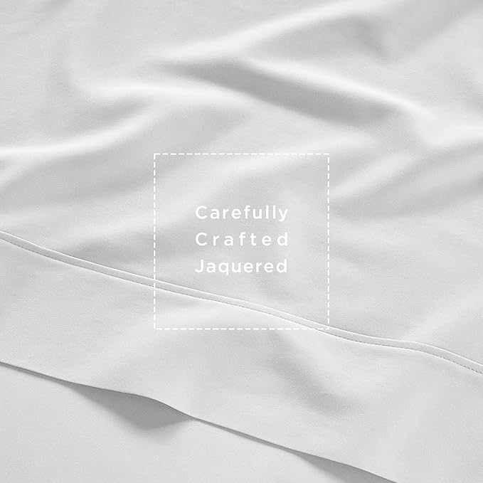 Threadmill Cotton Queen Sheet Set | 100% Cotton Sheets for Queen Size Bed | Solid Sateen Queen Bed Sheets Set with 16” Deep Pocket | Soft Breathable 4-Piece Cooling Bedding Sheet Set | White