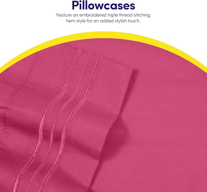 1500 Supreme Collection California King Sheet Sets Fuschia - Luxury Hotel Bed Sheets and Pillowcase Set for California King Mattress - Extra Soft, Elastic Corner Straps, Deep Pocket Sheets Fuschia