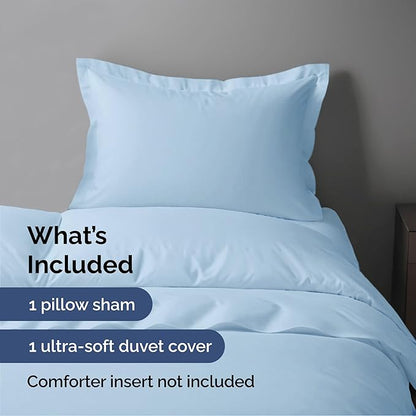 Duvet Cover Twin/Twin XL Size Set - Extra Soft Twin/Twin XL Duvet Cover 68" x 90" with 1 Pillow Sham - Hotel Luxury, Easy Care, Fade Free w/ Zipper Closures & Ties - Comfy & Breathable (Light Blue)