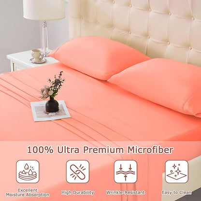 Twin Size Bed Sheet Set - 3 Piece Soft Microfiber Sheets with Deep Pockets, Cooling Technology, and Wrinkle-Free Pillowcase. Hotel-Quality, Durable Bedding, Desert Flower