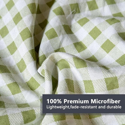 NSNLGSGC Sage Green Ruffle Gingham Comforter Set Twin, Pre-Washed Ruffled Plaid Checked Comforter Bedding, 2 Pieces Vintage Farmhouse Grid Bedding Set(Green Gingham, Twin)
