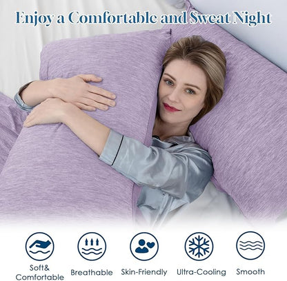 CHOSHOME Cooling Pillow Cases Zipper Pillow Covers Q-Max > 0.45 Zippered Pillowcases for Hot Sleepers, Soft, Breathable, Skin-Friendly, 2 Pack (Standard, 20"x26", Purple)