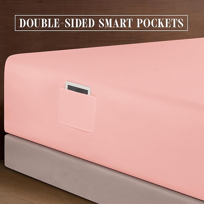 Elegant Comfort Luxurious 1500 Premium Hotel Quality Microfiber 4-Piece Sheet Set, 18-24 Inches Deep - Extra Deep Pocket Sheets - Ultra Soft 4PC Deep Pocket Sheets, King, Dusty Rose