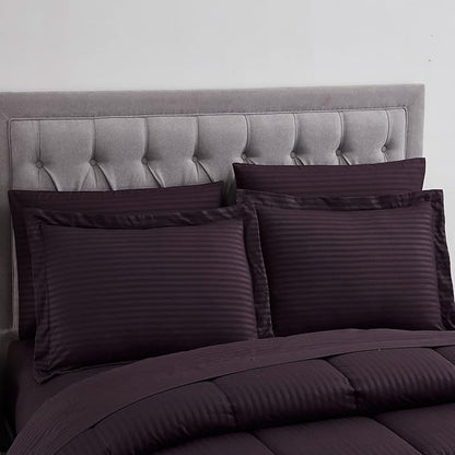 King Size Comforter Set 8 Piece Bed in a Bag with Bed Skirt, Fitted Sheet, Flat Sheet, 2 Pillowcases, 2 Pillow Shams, King, Dobby Purple