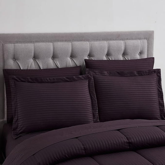 King Size Comforter Set 8 Piece Bed in a Bag with Bed Skirt, Fitted Sheet, Flat Sheet, 2 Pillowcases, 2 Pillow Shams, King, Dobby Purple