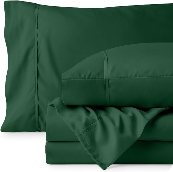 Bare Home King Sheet Set - 1800 Ultra-Soft Microfiber King Bed Sheets - Double Brushed - Deep Pockets - Easy Fit - 4 Piece Set - Bedding Sheets & Pillowcases (King, Forest Green)