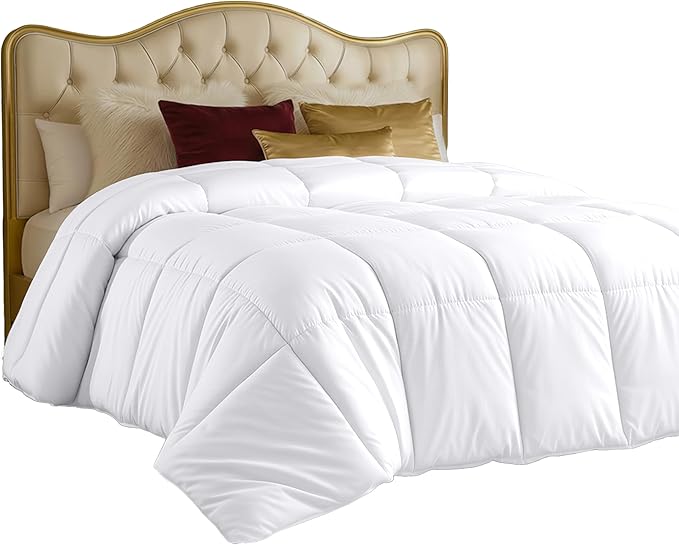 Utopia Bedding Comforters Full Size, All Season Duvet Insert, Down Alternative Box Stitched Bed Comforter with Corner Tabs, Machine Washable (White)