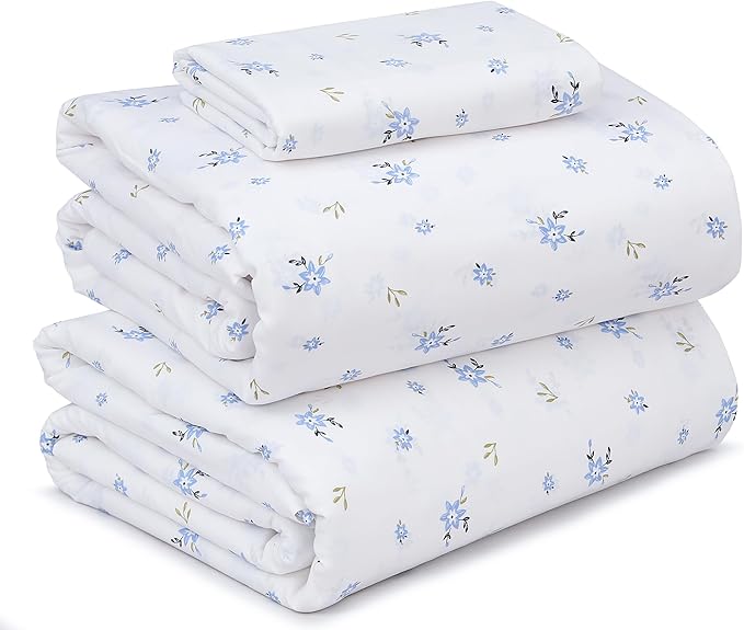 RUVANTI 100% Cotton Sheets – Twin XL Size Percale Bedding, Cooling & Breathable Floral Design, Durable with a Crisp, Soft & Comfortable Feel, 16" Deep Pocket, 3-Piece Set, Phulkari