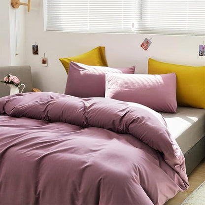 Cottonight Purple Comforter Set Twin Dusty Purple Bedding Comforter Set Girls Teens Solid Modern Pale Mauve Purple Blanket Quilts Breathable 3 Piece Purple Comforter Set for Twin Bed