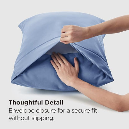 Bedsure Queen Pillow Cases Set of 2 - Slate Blue Brushed Microfiber Pillowcase 2 Pack, Super Soft and Cozy Pillow Case Covers with Envelope Closure for Kids, Wrinkle, Fade Resistant, 20x30 Inches