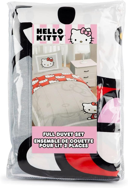 Jay Franco Duvet Cover Set – 3 Piece Comforter Cover and Sham Set, Super Soft Cozy Bedding (Insert Not Included) Grey - Hello Kitty, Full