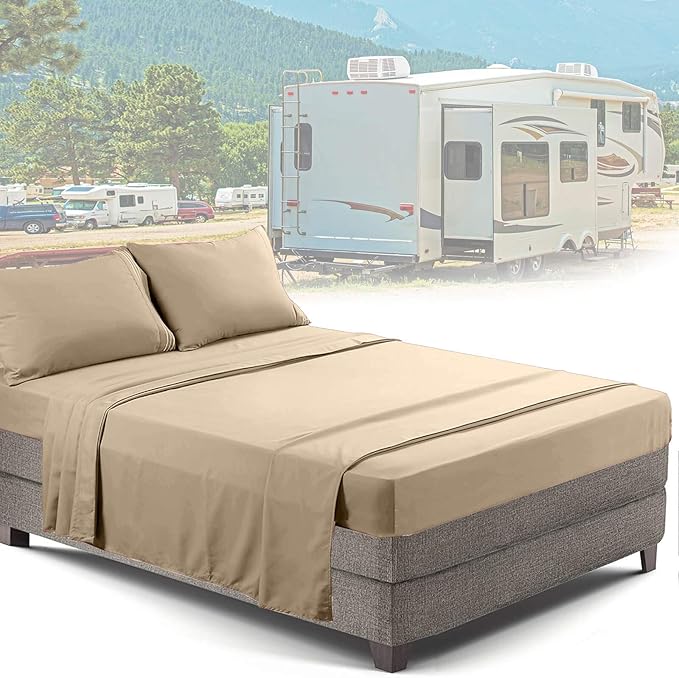 Clara Clark RV Queen Sheets, 6 Piece RV Sheets Set - Hotel Luxury Sheets for RV Bunks, Super Soft Bedding Set, Short Queen,Navy Blue