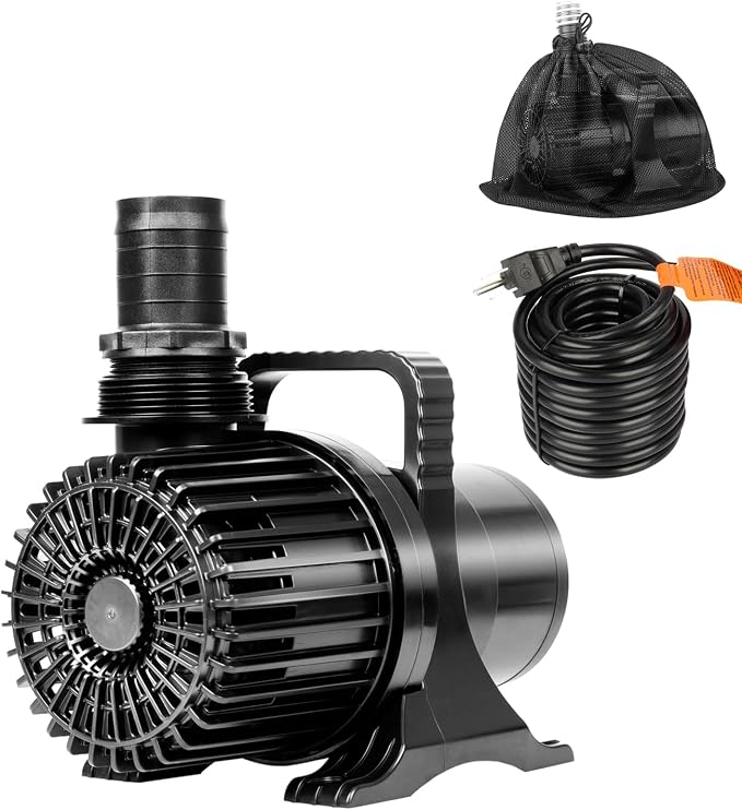8300 GPH 520W IPX8 Submersible Pond Waterfall Pump | 32.8FT Long Power Cord, Quiet Powerful Fountain Pump for Koi Fish, Garden Yard Patio Duck Pond, with Barrier Filter Bag