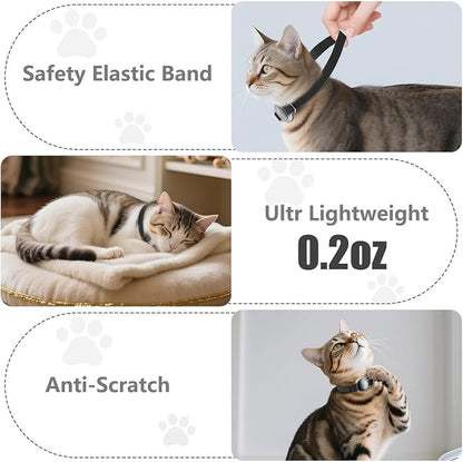 AirTag Cat Collar, Elastic Tracker Collar with Airtag Holder and Bell | Compatible with Apple Air Tag, Lightweight & Scratch Resistant, Adjustable Stepless GPS Pet Collar for Cats Kittens, Black