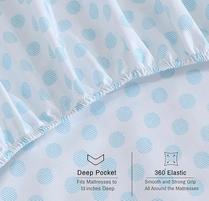 RUVANTI 100% Organic Cotton Sheets California King, Percale Weave, GOTS Certified, 4-Piece Set, Deep Pocket 13", Crisp & Breathable, Soft Durable Bedding, Sábanas Algodón Orgánico – Circle Imprint