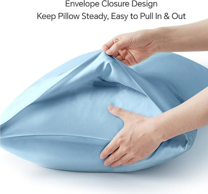 BEDELITE King Size Pillow Cases Set of 2, Rayon Derived from Bamboo, Cooling Pillow Cases for Hot Sleepers & Night Sweats, Breathable and Silky Soft Envelope Pillowcases(Blue, 20"x40")