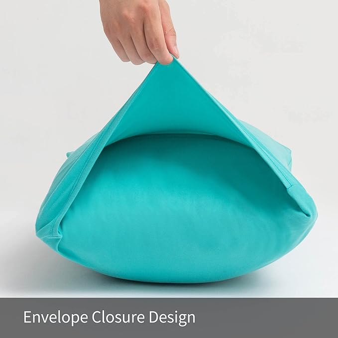 Stretch Pillow Cases King - Jersey Knit & Envelope Closure Pillowcases with Ultra Soft T-Shirt Like Polyester Blend - King Size Set of 2, Aqua