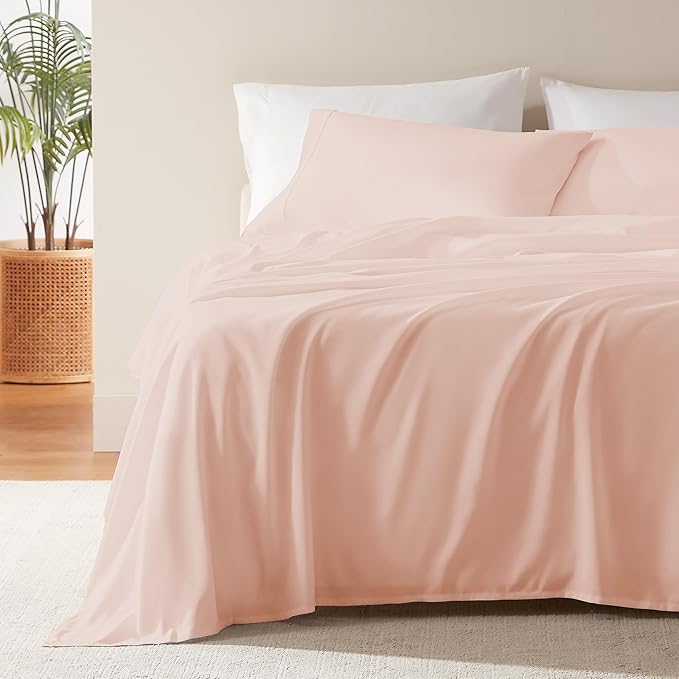 SLEEP ZONE Twin Sheet Sets Dorm Bedding - 3 Pieces Soft Extra Long Sheets, Hotel Luxury, Easy Care Microfiber for Women, Men (Rose Pink,Twin)