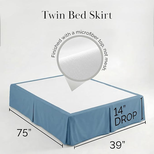 Southshore Fine Living, Inc. Hotel Quality Twin Bed Skirt - 15" Drop, Elegant Pleated Design, Premium Dust Ruffle/Twin Size Bed Skirt, Easy Care, Luxury Bed Skirt Twin Size, Coronet Blue