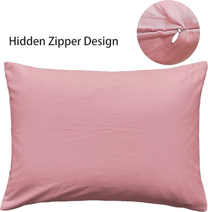 iMaylex Soft 100% Egyptian Cotton Zipper Pillow Case, Cozy and Lightweight Pillowcase, Set of 2, Lotus Pink, Standard, 20" x 26"