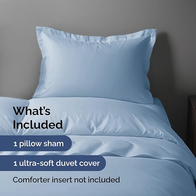 Duvet Cover Twin/Twin XL Size Set - Extra Soft Twin/Twin XL Duvet Cover 68" x 90" with 1 Pillow Sham - Hotel Luxury, Easy Care, Fade Free with Zipper Closures & Ties - Comfy & Breathable (Sky Blue)