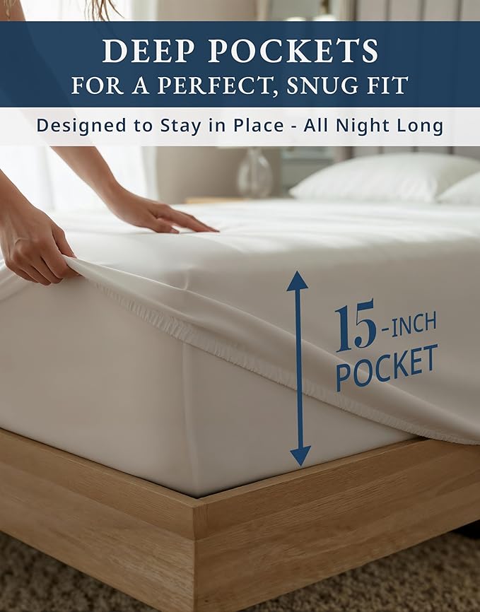 LANE LINEN 100% Egyptian Cotton Twin Sheets Set - 1000 Thread Count, Soft & Comfy Luxury Hotel Style Thick Cotton Twin Sheet Set, Fully Elasticized Reinforsed Seams No Pill Natural Cooling - White