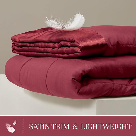 Madison Park Windom Down Alternative Blanket, Premium 3M Scotchgard Moisture Wicking Treatment, Lightweight and Soft Bed Cover For All Season, King, Satin Trim, Burgundy