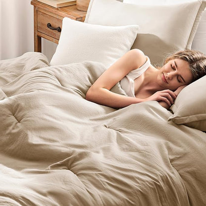 Oversized Queen Comforter Sets Taupebrown,3PCS Soft Lightweight Breathable Bedding Comforter Sets for All Season, Queen XL(98''×98'' Comforter & 2 Pillowcases)