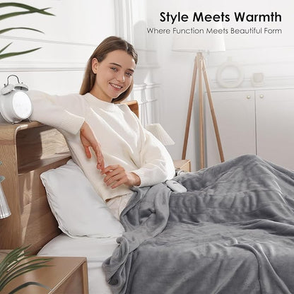 Heated Blanket Full Electric Blanket 72X84in - Fast Heating Blanket for Adults Ultra Soft Flannel Blankets with 5 Heat Levels & 10 Hrs Timer, Machine Washable, Bed Warm Blanket for Winter, Silver Gray