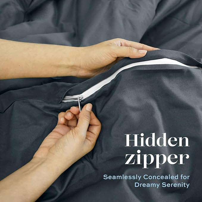 White Classic Grey Duvet Cover Queen Size, Microfiber Duvet Cover with Zipper, Set of 1 Down Comforter Cover with 2 Pillow Shams, Luxury Comforter Cover Queen Size | Comforter Not Included
