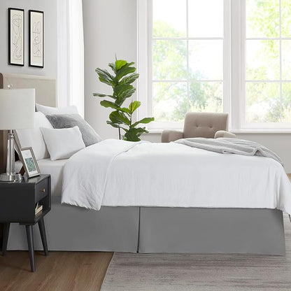 Nestl Grey Bed Skirt King Size - King Bed Skirt 14 Inch Drop - Brushed Microfiber Bed Skirts - Hotel Quality Pleated Bed Skirt - Shrinkage & Fade Resistant