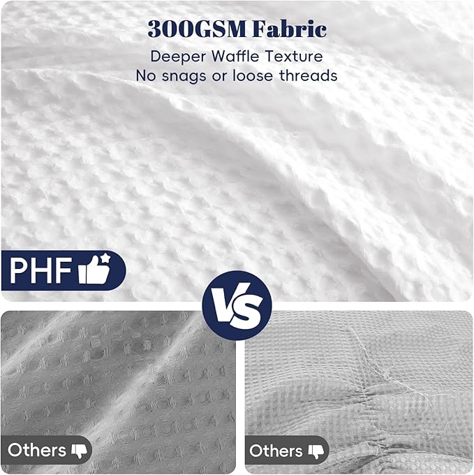 PHF Ultra Soft Waffle Weave Comforter Set California King Size, 3 Pieces Lightweight Breathable Comfy Bedding Set, Comfy Textured 1 Comforter with 2 Pillow Shams, White