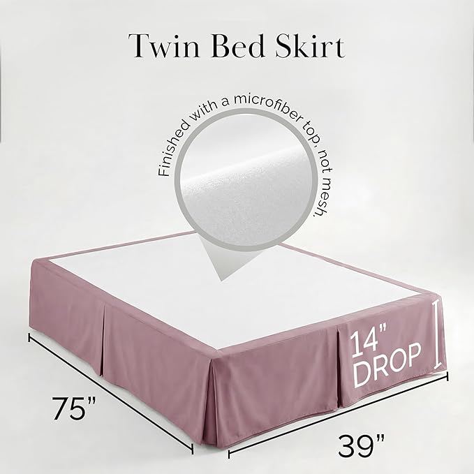 Southshore Fine Living, Inc. Hotel Quality Twin Bed Skirt - 15" Drop, Elegant Pleated Design, Premium Dust Ruffle/Twin Size Bed Skirt, Easy Care, Luxury Bed Skirt Twin Size, Lavender
