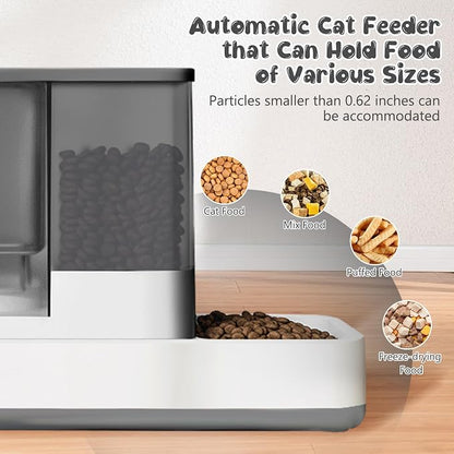 GearRoot Automatic Cat Feeder and Water Dispenser, 2 in 1 Gravity Pet Food Feeder and Water Dispenser Detachable Cat Food Dispenser for Small Dogs and Cats, Gray